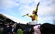 15 March 2024; Paul Townend celebrates aboard Galopin Des Champs after winning the Boodles Cheltenham Gold Cup Chase on day four of the Cheltenham Racing Festival at Prestbury Park in Cheltenham, England. Photo by Harry Murphy/Sportsfile