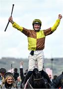 15 March 2024; Paul Townend celebrates aboard Galopin Des Champs after winning the Boodles Cheltenham Gold Cup Chase on day four of the Cheltenham Racing Festival at Prestbury Park in Cheltenham, England. Photo by David Fitzgerald/Sportsfile