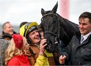 15 March 2024; Paul Townend celebrates after winning the Boodles Cheltenham Gold Cup Chase, aboard Galopin Des Champs, on day four of the Cheltenham Racing Festival at Prestbury Park in Cheltenham, England. Photo by David Fitzgerald/Sportsfile