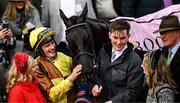 15 March 2024; Paul Townend celebrates after winning the Boodles Cheltenham Gold Cup Chase, aboard Galopin Des Champs, on day four of the Cheltenham Racing Festival at Prestbury Park in Cheltenham, England. Photo by Harry Murphy/Sportsfile