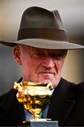 15 March 2024; Trainer Willie Mullins after winning the Boodles Cheltenham Gold Cup Chase with Galopin Des Champs, with jockey Paul Townend aboard, on day four of the Cheltenham Racing Festival at Prestbury Park in Cheltenham, England. Photo by Harry Murphy/Sportsfile