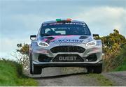 15 March 2024; David Guest and Jonathan McGrath in their Ford Fiesta Rally 2 during day one of the Clonakilty Park Hotel West Cork Rally, Round 2 of the Irish Tarmac Rally Championship, in Clonakilty, Cork. Photo by Philip Fitzpatrick/Sportsfile