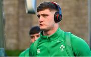 15 March 2024; Ireland captain Evan O’Connell arrives before the U20 Six Nations Rugby Championship match between Ireland and Scotland at Virgin Media Park in Cork. Photo by Brendan Moran/Sportsfile