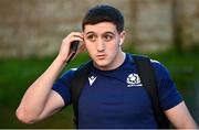 15 March 2024; Johnny Ventisei of Scotland arrives before the U20 Six Nations Rugby Championship match between Ireland and Scotland at Virgin Media Park in Cork. Photo by Brendan Moran/Sportsfile