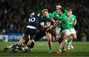 15 March 2024; Hugh Gavin of Ireland is tackled by Andrew McLean of Scotland during the U20 Six Nations Rugby Championship match between Ireland and Scotland at Virgin Media Park in Cork. Photo by Brendan Moran/Sportsfile