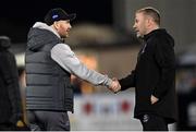 15 March 2024; Dundalk head coach Stephen O'Donnell, left, and Waterford assistant manager Alan Reynolds before the SSE Airtricity Men's Premier Division match between Dundalk and Waterford at Oriel Park in Dundalk, Louth. Photo by Ramsey Cardy/Sportsfile