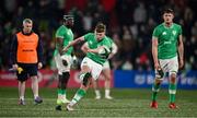 15 March 2024; Jack Murphy of Ireland kicks a penalty during the U20 Six Nations Rugby Championship match between Ireland and Scotland at Virgin Media Park in Cork. Photo by Brendan Moran/Sportsfile