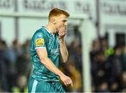15 March 2024; Rory Gaffney of Shamrock Rovers reacts after a missed chance during the SSE Airtricity Men's Premier Division match between Galway United and Shamrock Rovers at Eamonn Deacy Park in Galway. Photo by Piaras Ó Mídheach/Sportsfile