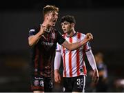15 March 2024; Jevon Mills of Bohemians celebrates after his side's victory in the SSE Airtricity Men's Premier Division match between Bohemians and Derry City at Dalymount Park in Dublin. Photo by Tyler Miller/Sportsfile