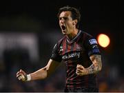 15 March 2024; Dylan Connolly of Bohemians celebrates after his side's victory in the SSE Airtricity Men's Premier Division match between Bohemians and Derry City at Dalymount Park in Dublin. Photo by Tyler Miller/Sportsfile