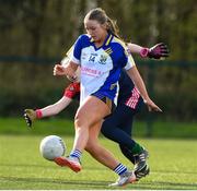 15 March 2024; Emma Stagg of Ballinrobe Community School scores a goal against St Marys during the Lidl All-Ireland Post Primary School Junior C Championship final match between St Marys, Macroom, Cork and Ballinrobe Community School, Mayo at the University of Limerick. Photo by Matt Browne/Sportsfile