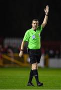 15 March 2024; Referee Robert Harvey during the SSE Airtricity Men's Premier Division match between St Patrick's Athletic and Shelbourne at Richmond Park in Dublin. Photo by Seb Daly/Sportsfile