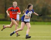 15 March 2024; Molly O'Donnell of Ballinrobe Community School in action against St Marys during the Lidl All-Ireland Post Primary School Junior C Championship final match between St Marys, Macroom, Cork and Ballinrobe Community School, Mayo at the University of Limerick. Photo by Matt Browne/Sportsfile