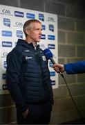 16 March 2024; Galway manager Henry Shefflin is interviewed by RTÉ before the Allianz Hurling League Division 1 Group B match between Galway and Limerick at Pearse Stadium in Galway. Photo by Stephen McCarthy/Sportsfile