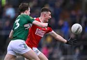 16 March 2024; Conor Corbett of Cork in action against Adam O'Neill of Meath during the Allianz Football League Division 2 match between Meath and Cork at Páirc Tailteann in Navan, Meath. Photo by Ben McShane/Sportsfile