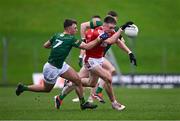 16 March 2024; Tommy Walsh of Cork in action against Sean Coffey, left, and Eoghan Frayne of Meath during the Allianz Football League Division 2 match between Meath and Cork at Páirc Tailteann in Navan, Meath. Photo by Ben McShane/Sportsfile