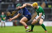 16 March 2024; Fintan Burke of Galway in action against Seamus Flanagan of Limerick during the Allianz Hurling League Division 1 Group B match between Galway and Limerick at Pearse Stadium in Galway. Photo by Stephen McCarthy/Sportsfile