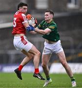 16 March 2024; Chris Og Jones of Cork in action against Cathal Hickey of Meath during the Allianz Football League Division 2 match between Meath and Cork at Páirc Tailteann in Navan, Meath. Photo by Ben McShane/Sportsfile