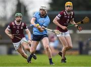 16 March 2024; Conor Donohoe of Dublin in action against David Williams, left, and David O'Reilly of Westmeath during the Allianz Hurling League Division 1 Group B match between Dublin and Westmeath at Parnell Park in Dublin. Photo by Tom Beary/Sportsfile