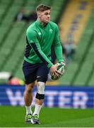 16 March 2024; Jack Crowley of Ireland walks the pitch before the Guinness Six Nations Rugby Championship match between Ireland and Scotland at the Aviva Stadium in Dublin. Photo by Brendan Moran/Sportsfile