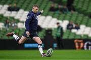 16 March 2024; Finn Russell of Scotland practices kicks before the Guinness Six Nations Rugby Championship match between Ireland and Scotland at the Aviva Stadium in Dublin. Photo by Brendan Moran/Sportsfile