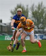16 March 2024; Conor Boyd of Antrim in action against Eoghan Connolly of Tipperary during the Allianz Hurling League Division 1 Group B match between Antrim and Tipperary at Corrigan Park in Belfast. Photo by Ramsey Cardy/Sportsfile