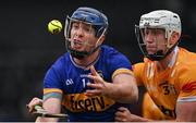 16 March 2024; Jason Forde of Tipperary in action against Rory McCloskey of Antrim during the Allianz Hurling League Division 1 Group B match between Antrim and Tipperary at Corrigan Park in Belfast. Photo by Ramsey Cardy/Sportsfile