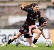 16 March 2024; Kellie Brennan of Atlone Town in action against Aoibhe Brennan of Bohemians SSE Airtricity Women's Premier Division match between Bohemians and Athlone Town at Dalymount Park in Dublin. Photo by Jussi Eskola/Sportsfile