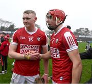 16 March 2024; Shane Barrett, left, and Ciaran Joyce of Cork after the Allianz Hurling League Division 1 Group A match between Wexford and Cork at Chadwicks Wexford Park in Wexford. Photo by Ray McManus/Sportsfile