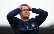 16 March 2024; Darragh Clinton of Westmeath dejected after his side's defeat in the Allianz Hurling League Division 1 Group B match between Dublin and Westmeath at Parnell Park in Dublin. Photo by Tom Beary/Sportsfile