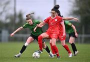 16 March 2024; Alex Kavanagh of Shelbourne in action against Ellen Dolan of Peamount United during the SSE Airtricity Women's Premier Division match between Peamount United and Shelbourne at PRL Park in Greenogue, Dublin. Photo by Ben McShane/Sportsfile