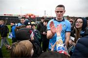 16 March 2024; Brian Fenton of Dublin celebrates with supporters after the Allianz Football League Division 1 match between Galway and Dublin at Pearse Stadium in Galway. Photo by Stephen McCarthy/Sportsfile