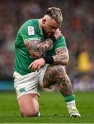 16 March 2024; Andrew Porter of Ireland holds his shoulder during the Guinness Six Nations Rugby Championship match between Ireland and Scotland at the Aviva Stadium in Dublin. Photo by Harry Murphy/Sportsfile
