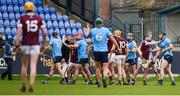 16 March 2024; Players from both side’s tussle during the Allianz Hurling League Division 1 Group B match between Dublin and Westmeath at Parnell Park in Dublin. Photo by Tom Beary/Sportsfile