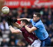 16 March 2024; Brian Fenton of Dublin in action against Cein Darcy of Galway during the Allianz Football League Division 1 match between Galway and Dublin at Pearse Stadium in Galway. Photo by Stephen McCarthy/Sportsfile