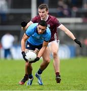 16 March 2024; Niall Scully of Dublin in action against John Daly of Galway during the Allianz Football League Division 1 match between Galway and Dublin at Pearse Stadium in Galway. Photo by Stephen McCarthy/Sportsfile