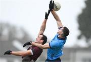 16 March 2024; Brian Fenton of Dublin in action against John Maher of Galway during the Allianz Football League Division 1 match between Galway and Dublin at Pearse Stadium in Galway. Photo by Stephen McCarthy/Sportsfile