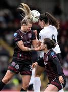 16 March 2024; Ciara Smith of Bohemians in action against Chloe Singleton of Athlone during the SSE Airtricity Women's Premier Division match between Bohemians and Athlone Town at Dalymount Park in Dublin. Photo by Jussi Eskola/Sportsfile