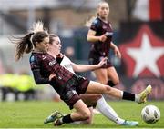 16 March 2024; Aoibhe Brennan of Bohemians and Casey Howe of Athlone Town during the SSE Airtricity Women's Premier Division match between Bohemians and Athlone Town at Dalymount Park in Dublin. Photo by Jussi Eskola/Sportsfile