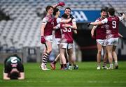 16 March 2024; Omagh CBS players celebrate after their side's victory in the Masita GAA Football Post Primary Schools Hogan Cup final match between Mercy Mounthawk of Kerry and Omagh CBS of Tyrone at Croke Park in Dublin. Photo by Piaras Ó Mídheach/Sportsfile
