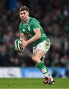 16 March 2024; Jack Crowley of Ireland during the Guinness Six Nations Rugby Championship match between Ireland and Scotland at the Aviva Stadium in Dublin. Photo by Harry Murphy/Sportsfile