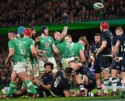 16 March 2024; Andrew Porter of Ireland, right, celebrates after scoring his side's second try during the Guinness Six Nations Rugby Championship match between Ireland and Scotland at the Aviva Stadium in Dublin. Photo by Sam Barnes/Sportsfile