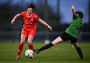 16 March 2024; Noelle Murray of Shelbourne in action against Jetta Berrill of Peamount United during the SSE Airtricity Women's Premier Division match between Peamount United and Shelbourne at PRL Park in Greenogue, Dublin. Photo by Ben McShane/Sportsfile