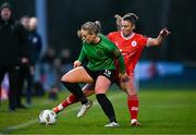 16 March 2024; Ciara Maher of Peamount United in action against Mia Dodd of Shelbourne during the SSE Airtricity Women's Premier Division match between Peamount United and Shelbourne at PRL Park in Greenogue, Dublin. Photo by Ben McShane/Sportsfile