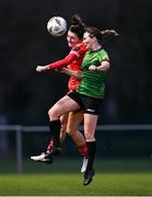 16 March 2024; Dearbhaile Beirne of Peamount United in action against Keeva Keenan of Shelbourne during the SSE Airtricity Women's Premier Division match between Peamount United and Shelbourne at PRL Park in Greenogue, Dublin. Photo by Ben McShane/Sportsfile