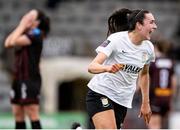 16 March 2024; Chloe Singleton celebrates her side's first goal during the SSE Airtricity Women's Premier Division match between Bohemians and Athlone Town at Dalymount Park in Dublin. Photo by Jussi Eskola/Sportsfile