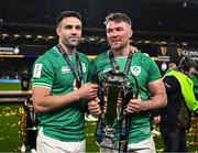 16 March 2024; Ireland captain Peter O'Mahony, right, and Conor Murray after the Guinness Six Nations Rugby Championship match between Ireland and Scotland at the Aviva Stadium in Dublin. Photo by Harry Murphy/Sportsfile
