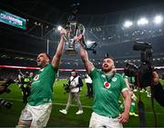 16 March 2024; Tadhg Beirne of Ireland, left, and Rónan Kelleher after the Guinness Six Nations Rugby Championship match between Ireland and Scotland at the Aviva Stadium in Dublin. Photo by Harry Murphy/Sportsfile
