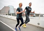 19 March 2024; Ambassadors Dean Rock and Catherina McKiernan in attendance at the announcement of A&L Goodbody’s title sponsorship of Athletics Ireland’s ALG5K Corporate Team Challenge, formerly GT5K, in Dublin City Centre on September 10th, 2024. Photo by Sam Barnes/Sportsfile