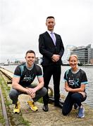 19 March 2024; In attendance at the announcement of A&L Goodbody’s title sponsorship of Athletics Ireland’s ALG5K Corporate Team Challenge, formerly GT5K, are, from left, Ambassadors Dean Rock, ALG Partner David Widger and Ambassador Catherina McKiernan in Dublin City Centre on September 10th, 2024. Photo by Sam Barnes/Sportsfile